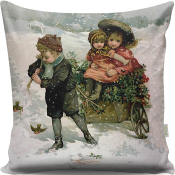 ASIR Dekoračný vankúšik DETI V ZIME 43 cm bavlna/polyester obrázok