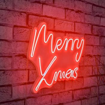 ASIR Dekoratívny nástenný nápis MERRY X MAS s LED podsvietením červenej farby obrázok