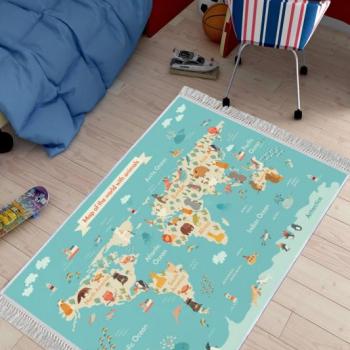 ASIR Koberec 100 x 150 MAPA SVETA modrá obrázok