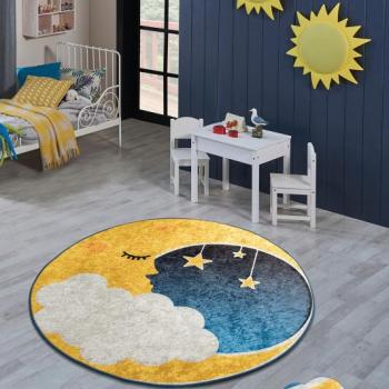 ASIR Koberec 140 cm MOON žltá, modrá obrázok
