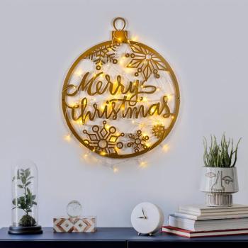 ASIR Kovová dekorácia na stenu MERRY CHRISTMAS s LED podsvietením 66 cm obrázok