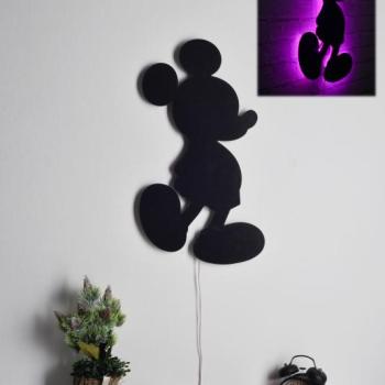 ASIR Nástenná dekorácia s LED podsvietením MICKEY MOUSE fialová 30 cm obrázok