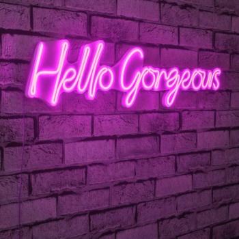 ASIR Nástenná nápis HELLO GORGEOUS s LED podsvietením 74 cm fialová obrázok