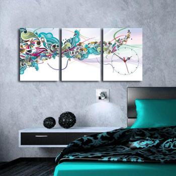 ASIR Nástenné hodiny na plátne MODRÉ ORNAMENTY 96 cm obrázok