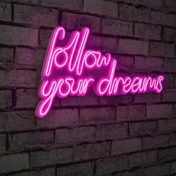 ASIR Nástenný neónový nápis led FOLLOW YOUR DREAMS ružový obrázok