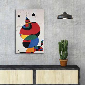 ASIR Reprodukcia na plátne ŽENA, VTÁK, HVIEZDA, J. MIRÓ 45 cm obrázok