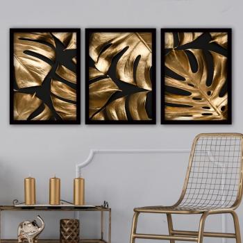 ASIR Sada nástenných obrazov ZLATÁ MONSTERA 35 cm WOOD obrázok