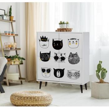 ASIR Skriňa CATS biela, čierna, žltá obrázok