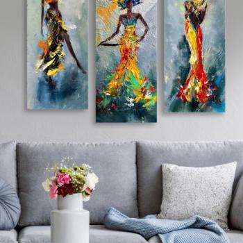 ASIR Súbor obrazov AFRICKÉ ŽENY 70 cm MDF obrázok
