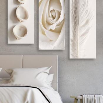ASIR Súprava nástenných obrazov BIELA RUŽA 70 cm MDF obrázok