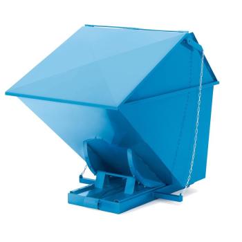 Automatický vyklápací kontajner PILE, s poklopom, objem 1600 l, modrý obrázok