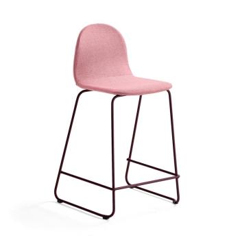 Barová stolička GANDER, s klzákmi, výška sedu 630 mm, čalúnená, červená obrázok