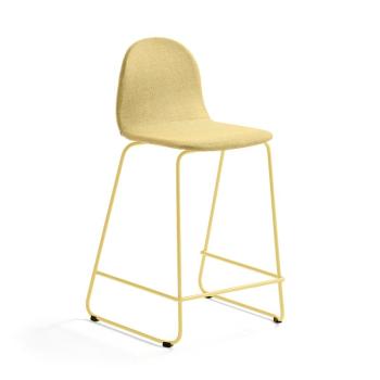 Barová stolička GANDER, s klzákmi, výška sedu 630 mm, čalúnená, horčicová obrázok