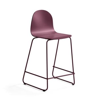 Barová stolička GANDER, s klzákmi, výška sedu 630 mm, lakovaná, červená obrázok