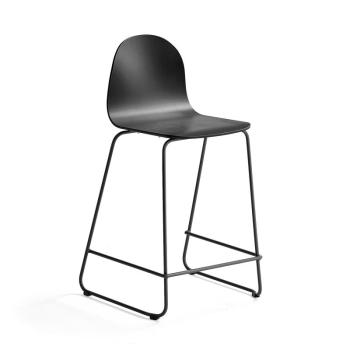 Barová stolička GANDER, s klzákmi, výška sedu 630 mm, lakovaná, čierna obrázok