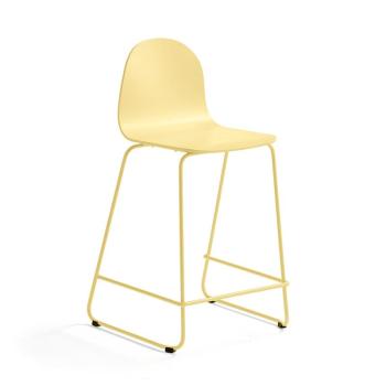 Barová stolička GANDER, s klzákmi, výška sedu 630 mm, lakovaná, horčicová obrázok