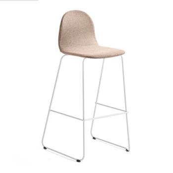 Barová stolička GANDER, s klzákmi, výška sedu 790 mm, čalúnená, béžová obrázok
