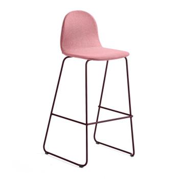 Barová stolička GANDER, s klzákmi, výška sedu 790 mm, čalúnená, červená obrázok