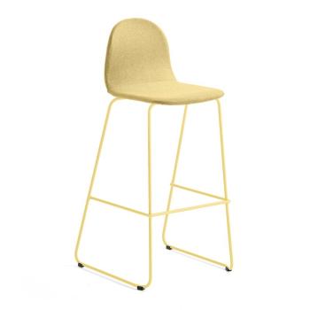 Barová stolička GANDER, s klzákmi, výška sedu 790 mm, čalúnená, horčicová obrázok