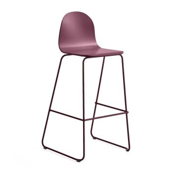 Barová stolička GANDER, s klzákmi, výška sedu 790 mm, lakovaná, červená obrázok