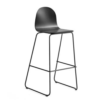 Barová stolička GANDER, s klzákmi, výška sedu 790 mm, lakovaná, čierna obrázok