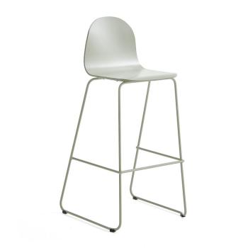 Barová stolička GANDER, s klzákmi, výška sedu 790 mm, lakovaná, zelenošedá obrázok