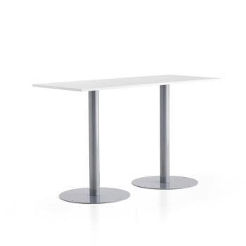 Barový stôl ALVA, 1800x800x1100 mm, strieborná, biela obrázok