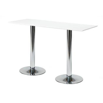 Barový stôl BIANCA, 1800x700 mm, biely, chrómová podnož obrázok