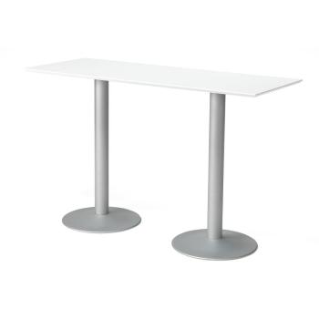 Barový stôl BIANCA, 1800x700 mm, biely, šedá podnož obrázok