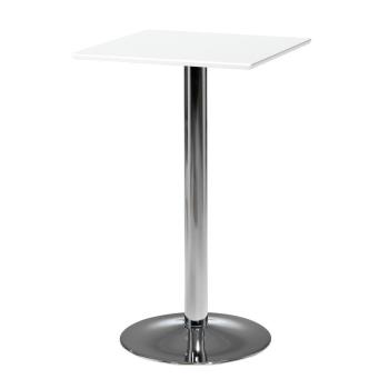 Barový stôl BIANCA, 700x700 mm, biely, chrómová podnož obrázok