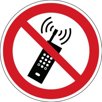 Bezpečnostné značenie: Zákaz používania mobilného telefónu, polyester obrázok