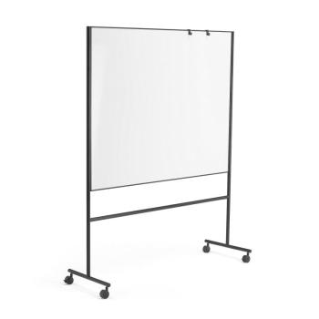 Biela magnetická tabuľa s kolieskami EMMA, obojstranná, 1500x1200 mm, čierny rám obrázok