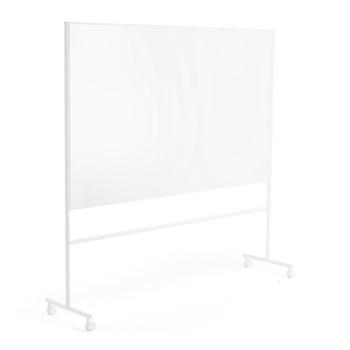 Biela magnetická tabuľa s kolieskami EMMA, obojstranná, 2000x1200 mm, biely rám obrázok