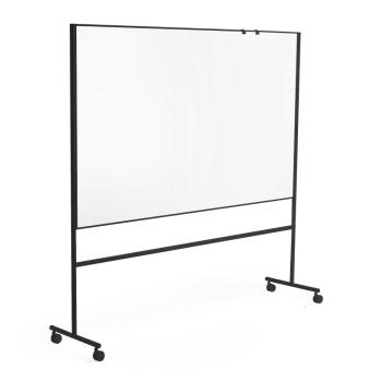 Biela magnetická tabuľa s kolieskami EMMA, obojstranná, 2000x1200 mm, čierny rám obrázok