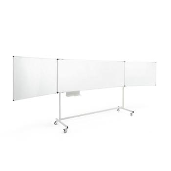 Biela magnetická tabuľa s kolieskami MEGAN, trojdielna, 2000x1000 mm obrázok