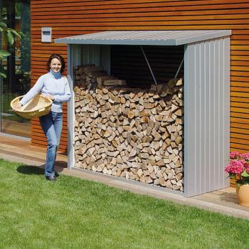 Biohort Multifunkční sklad krbového dreva - drevník WoodStock 157 x 102 (strieborna metalíza) obrázok