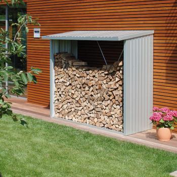 Biohort Multifunkční sklad krbového dreva - drevník WoodStock 229 x 102 (strieborna metalíza) obrázok