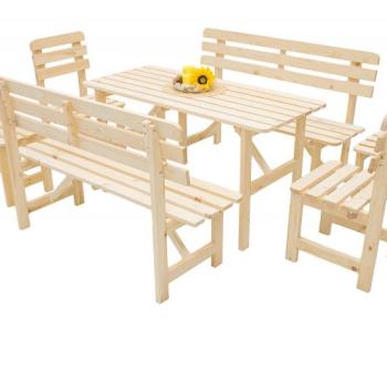 DEOKORK Drevená masivná záhradná zostava z borovice 1+6 drevo 22 mm obrázok