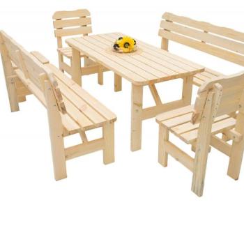 DEOKORK Masívna drevená záhradná zostava z borovice 1+6 drevo 32 mm (180 cm) obrázok