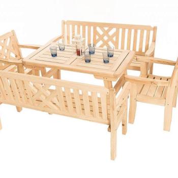 DEOKORK Masívne záhradná zostava z borovice ROMANTIC 1+2+2 (32 mm) - rôzne dĺžky 180 cm obrázok