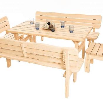 DEOKORK Masívne záhradná zostava z borovice VIKING 1+2+2 (40 mm) - rôzne dĺžky 180 cm obrázok