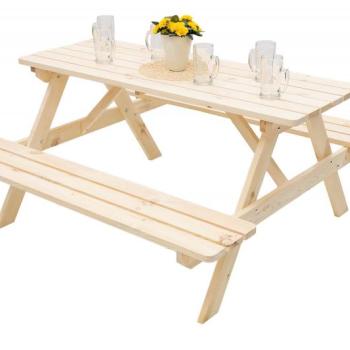 DEOKORK Masívny drevený pivný set z borovice 160 cm hrúbka 28 mm obrázok