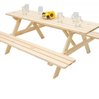 DEOKORK Masívny drevený pivný set z borovice 200 cm hrúbka 38 mm obrázok