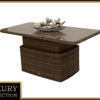 DEOKORK Ratanový stôl výsuvný jedálenský/odkladací 150 x 80 cm BORNEO LUXURY (hnedá) obrázok