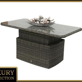 DEOKORK Ratanový stôl výsuvný jedálenský/odkladací 150 x 80 cm BORNEO LUXURY (sivá) obrázok