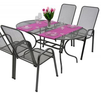 DEOKORK Záhradná kovová zostava OLIVIE 1+4 Stôl oválný 160x95 cm obrázok
