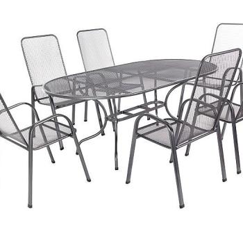 DEOKORK Záhradná kovová zostava OLIVIE 1+6 Stôl oválný 160x95 cm obrázok