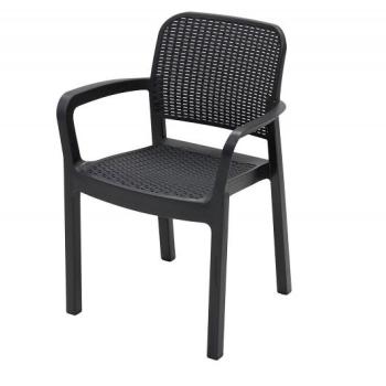 DEOKORK Záhradná plastová stolička KARA (antracit) obrázok