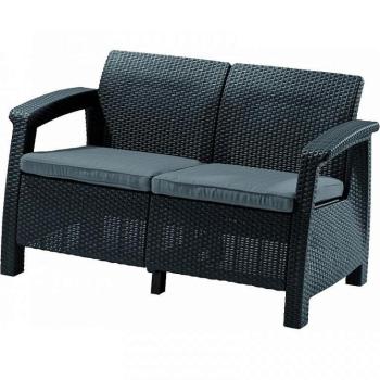 DEOKORK Záhradná ratanová pohovka 2-miestna CORFU LOVE SEAT (antracit) obrázok
