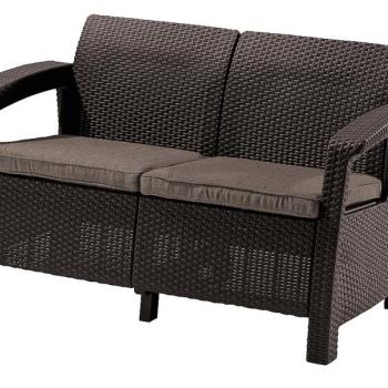 DEOKORK Záhradná ratanová pohovka 2-miestna CORFU LOVE SEAT (hnedá) obrázok